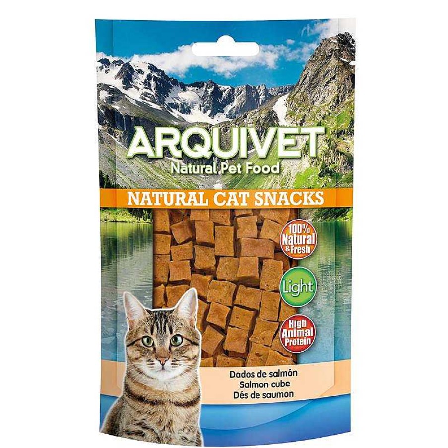 Gatos ARQUIVET Snacks Para Gatos | Pack 24 Unidades - Dados De Salm N 50 Gr - Snacks 100% Naturales Para Gatos - Alimento Complementario Para Felinos