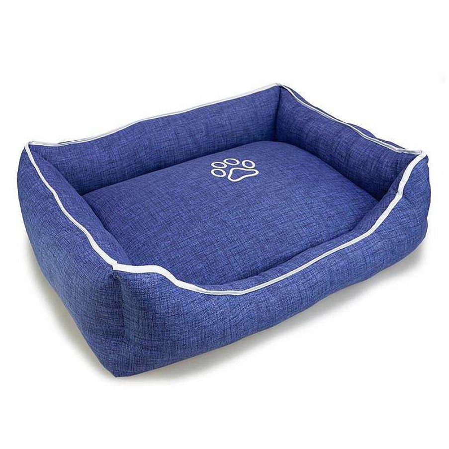 Perros ARQUIVET Camas Para Perros | Cama Cuadrada Azul Con Huella Y Ribete 55X46X17 Cm